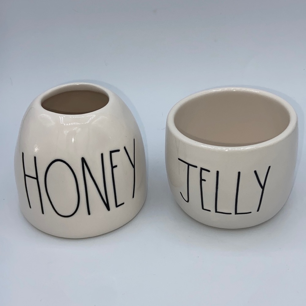 RAE DUNN Set 2 HONEY & JELLY Jars Vase Containers